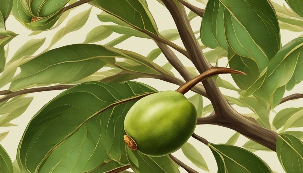 Detailansicht der Pistazienfrucht am Baum